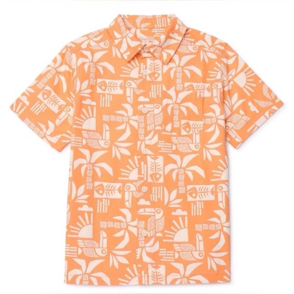 Kids' Orange Patterned Polo Shirt
